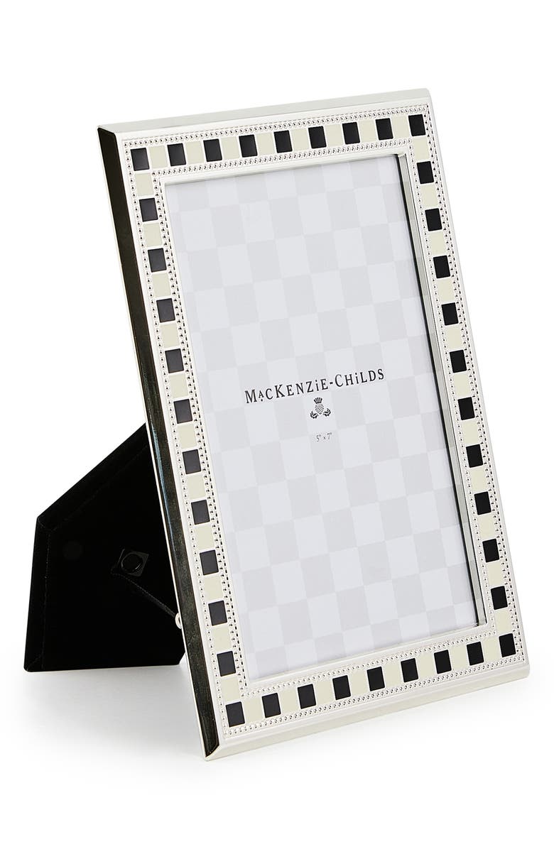 MACKENZIE CHILDS Celebrate Check 5 x 7-Inch Picture Frame, Alternate, color, Black