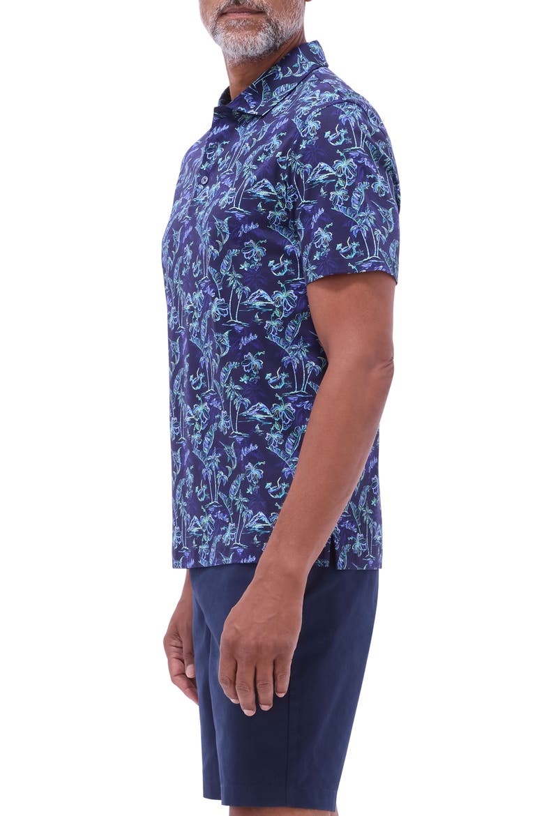 Hendrix Digital Island Print Pima Cotton Polo, Alternate, color, NAVY