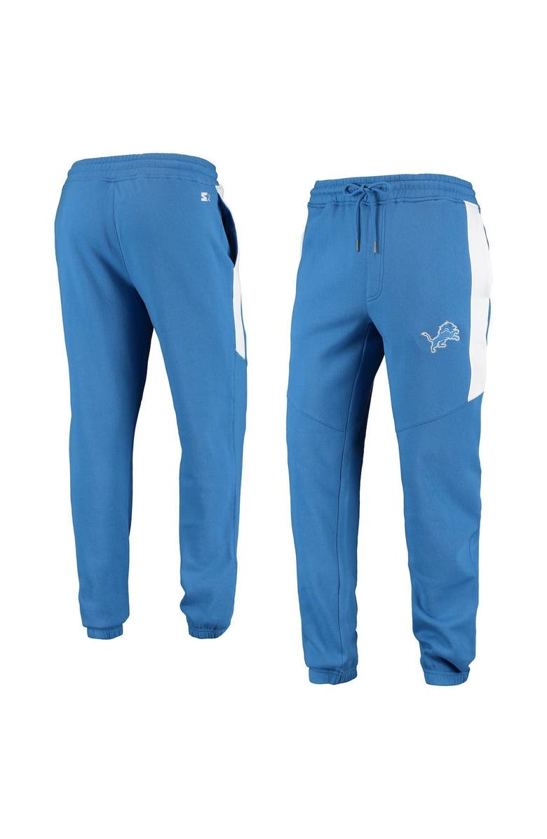 STARTER Men's Starter Blue/White Detroit Lions Goal Post Fleece Pants, Main, color, 