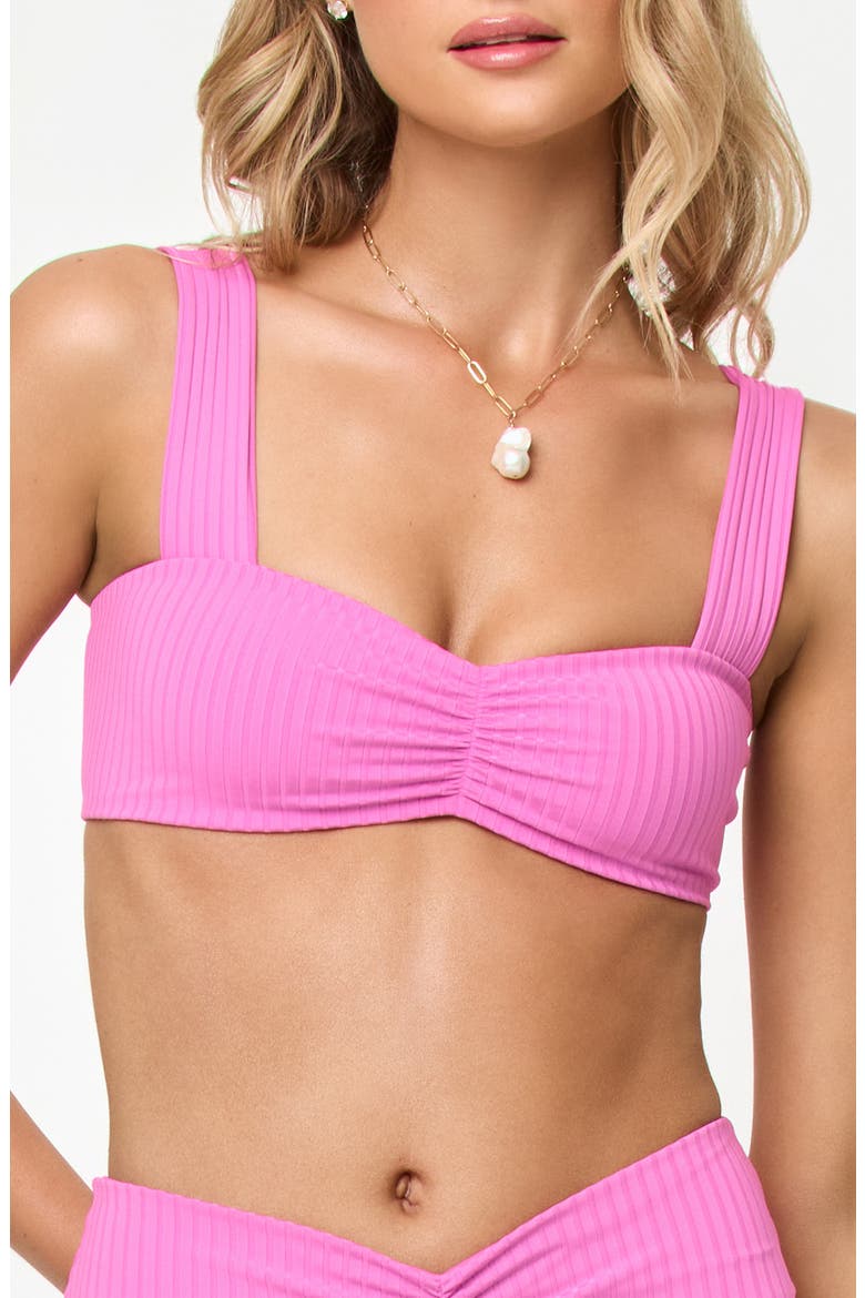 Marlee Ruched Rib Bikini Top, Main, color, SWEETHEART