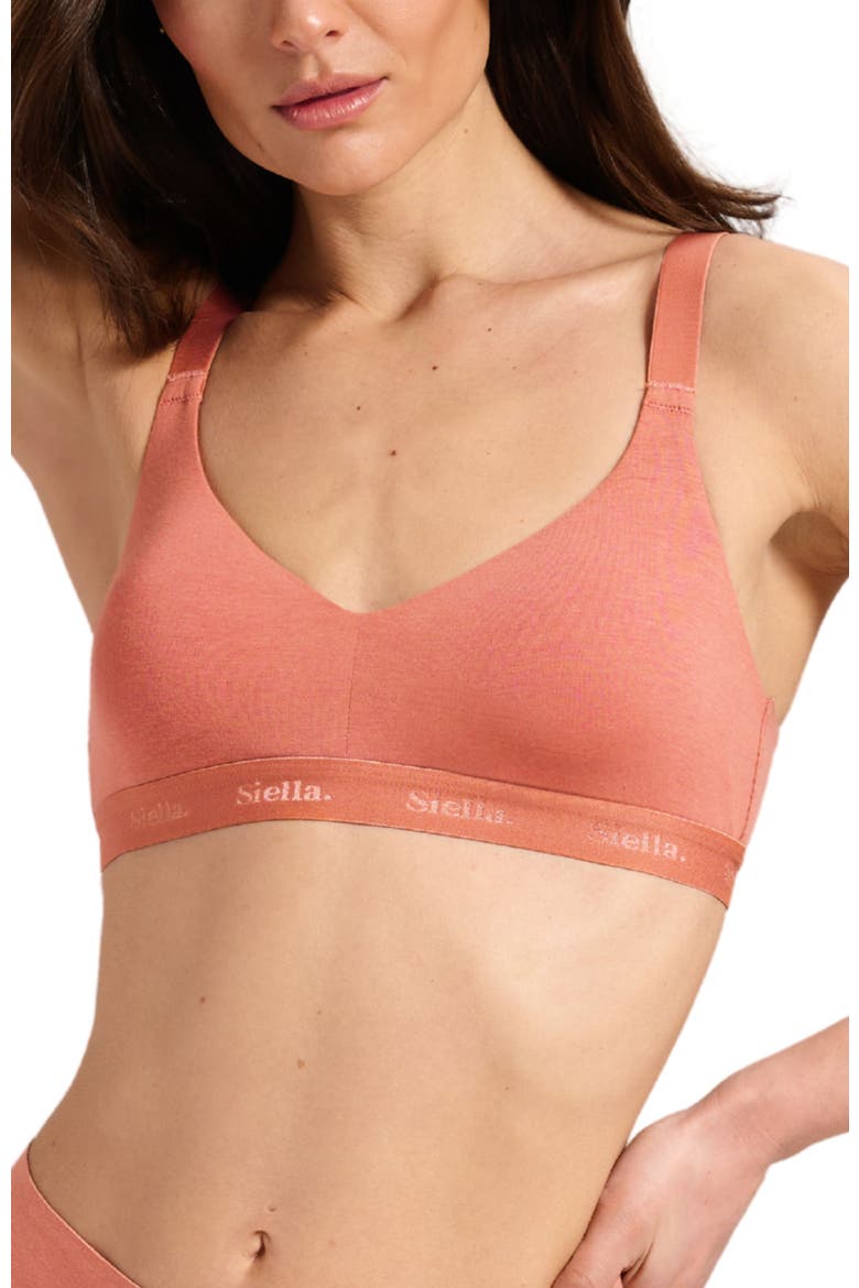 Organic Cotton V-Neck Bra, Main, color, Terracotta