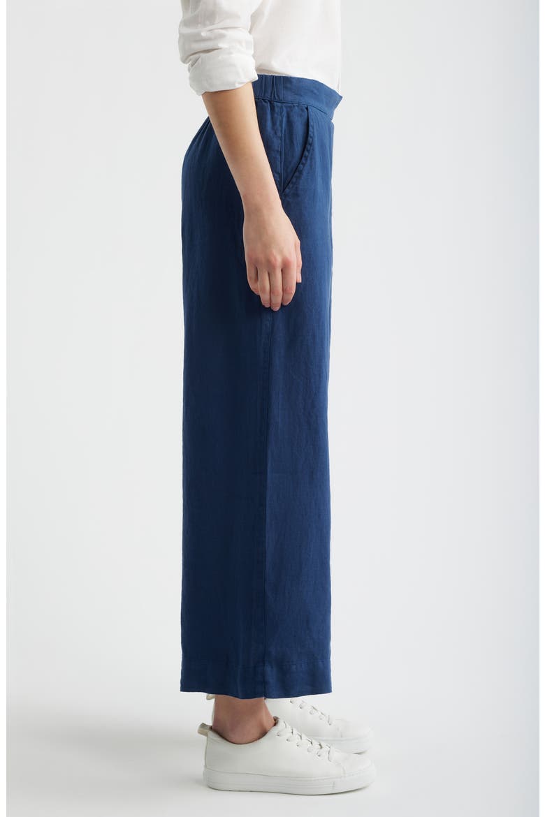 Maisie Wide Leg Crop Linen Pants, Alternate, color, NAVY