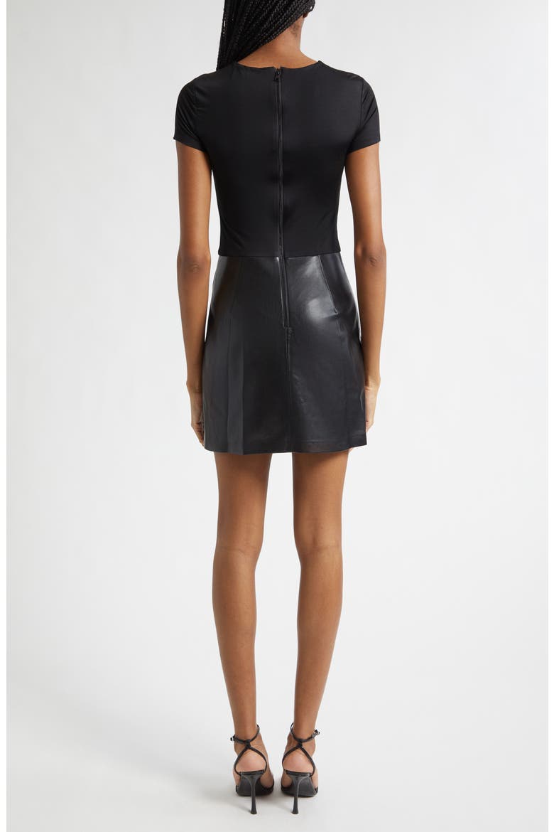 Sabine Mixed Media Minidress, Alternate, color, BLACK