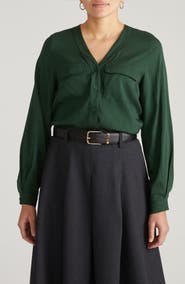 Universal Standard Cooling V-Neck Button-Up Shirt