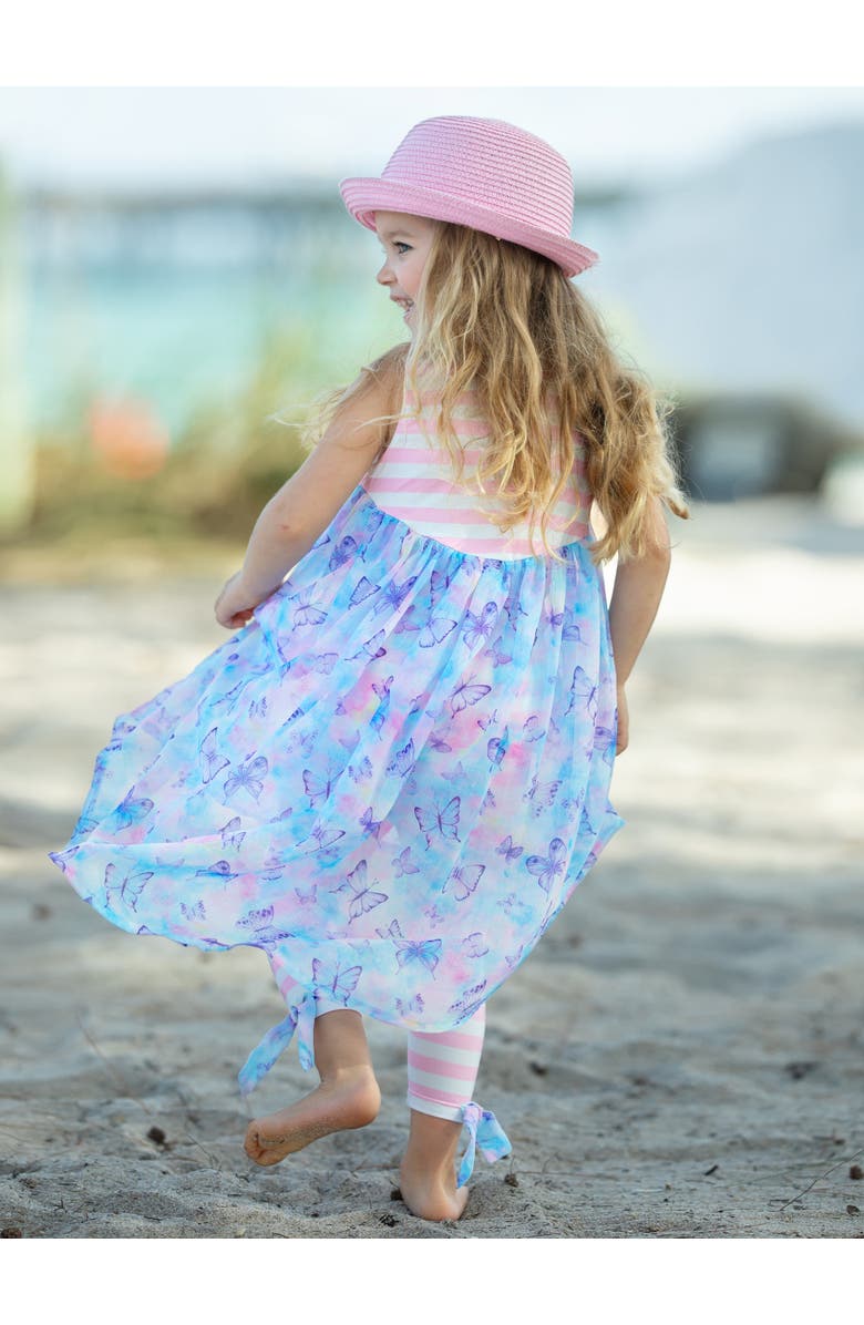 Mia Belle Girls Girls Beachy Butterflies Hi-Lo Tunic and Striped Legging Set, Alternate, color, 