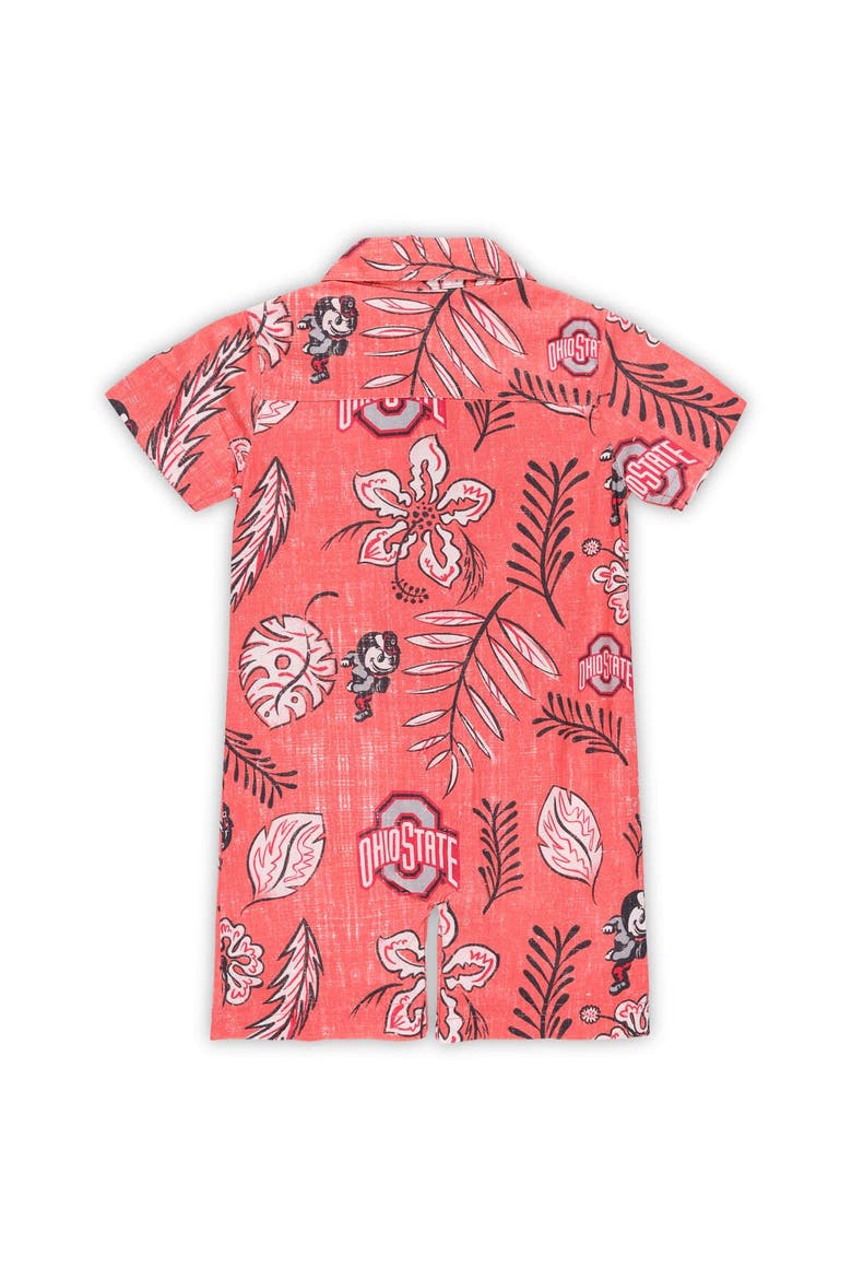 Infant Wes & Willy Scarlet Ohio State Buckeyes Vintage Floral Romper, Alternate, color, Scarlet