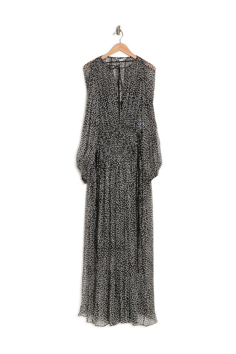Melena Long Sleeve Silk Blend Maxi Dress, Alternate, color, BLACK