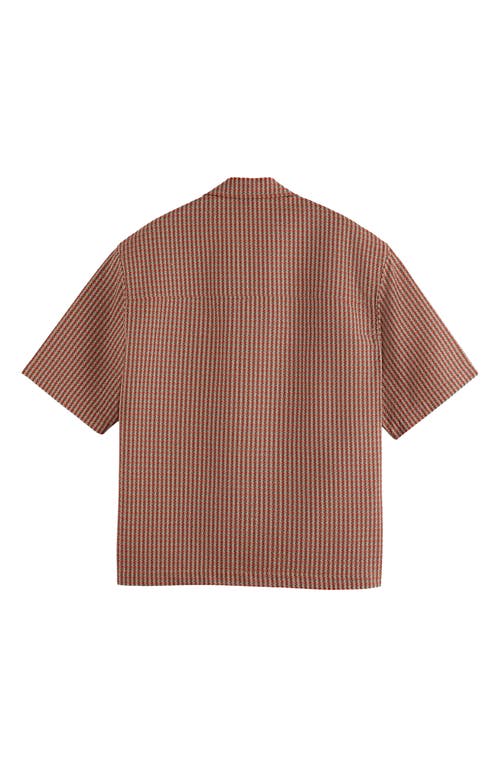 Scotch & Soda Micro Geo Print Regular Fit Camp Shirt In Brown