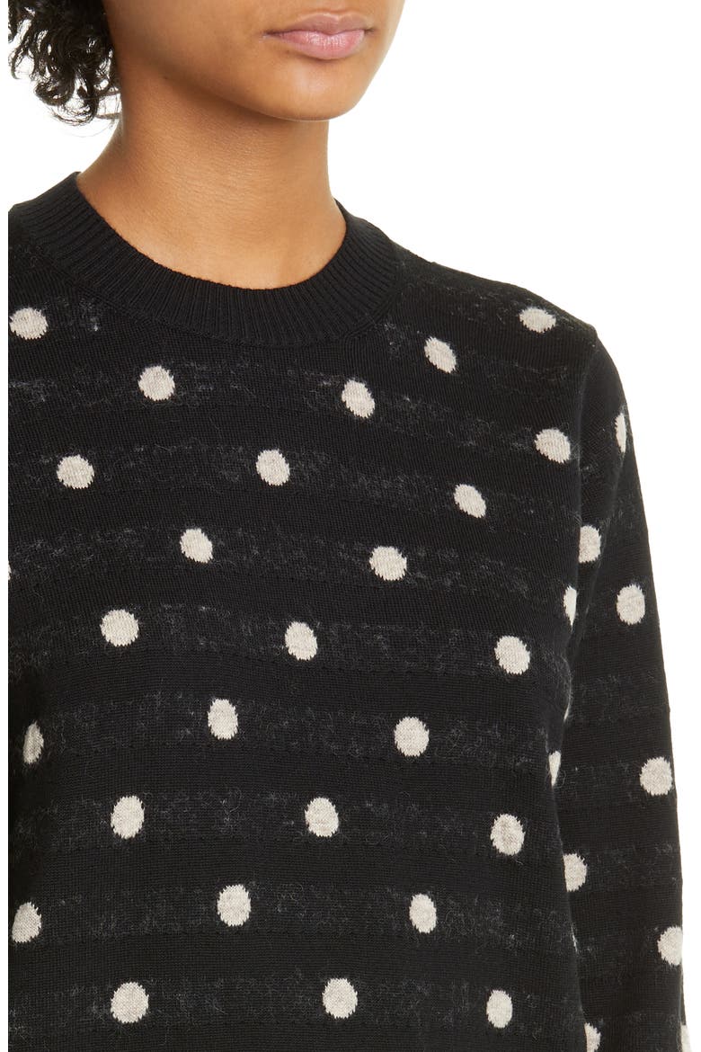 Polka Dot Jacquard Wool Blend Sweater, Alternate, color, BLACK X BEIGE