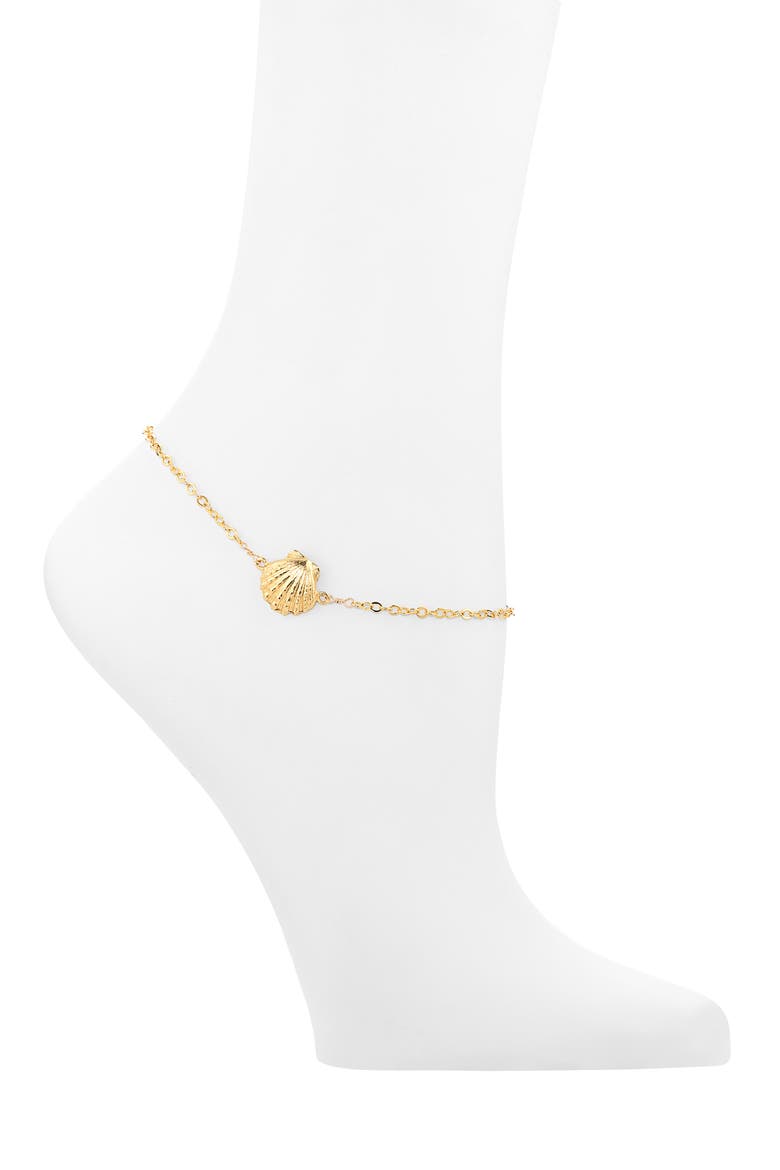 Sunrise Shell Charm Chain Anklet, Main, color, GOLD