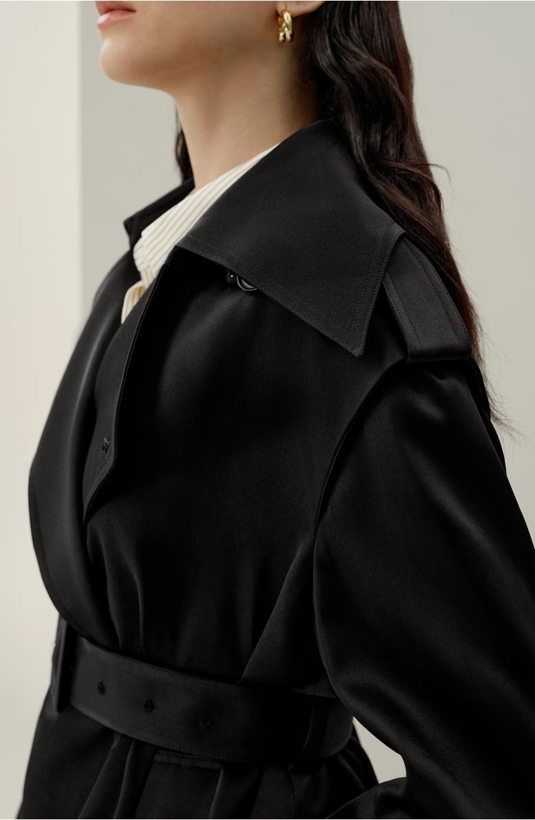 Lilysilk Serica Short Trench, Alternate, color, Black