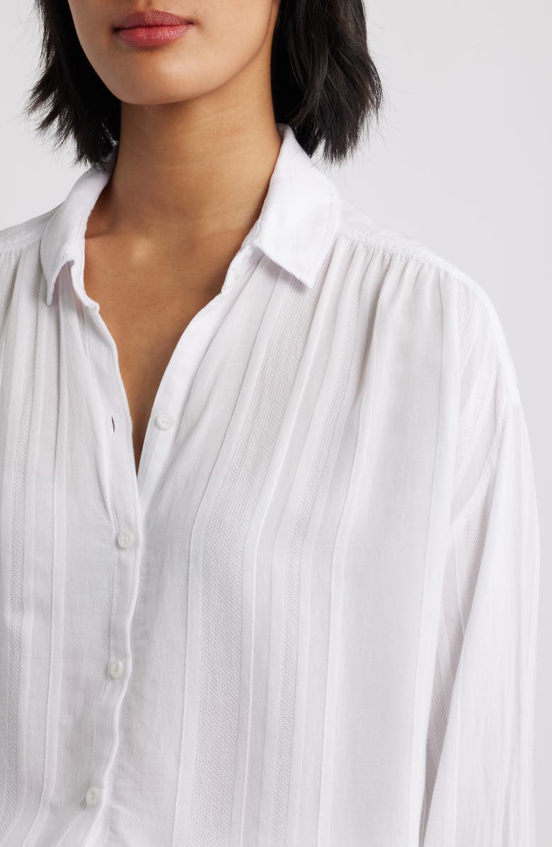 Cloth & Stone Shirred Button-Up Shirt, Alternate, color, White