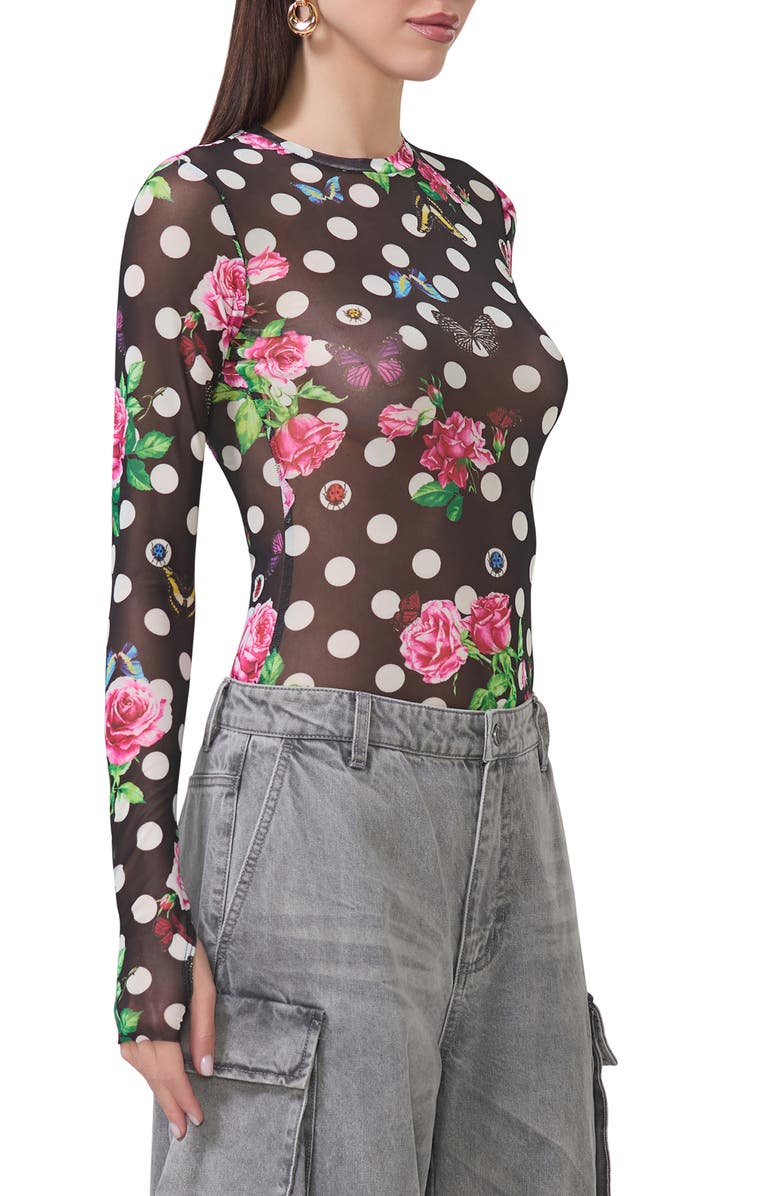 AFRM Kaylee Print Sheer Mesh Top, Alternate, color,