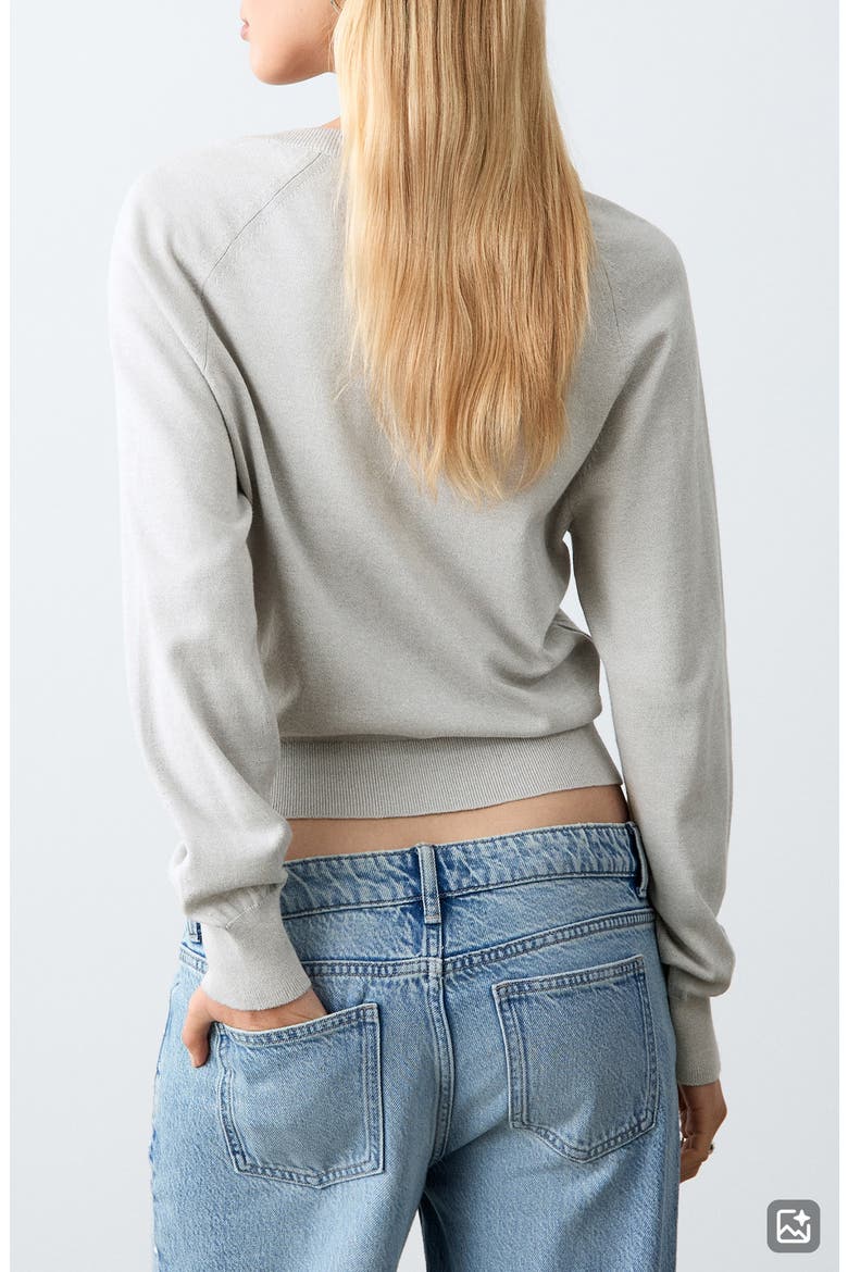 Tie Neck Cotton Sweater, Alternate, color, MEDIUM HEATHER GREY