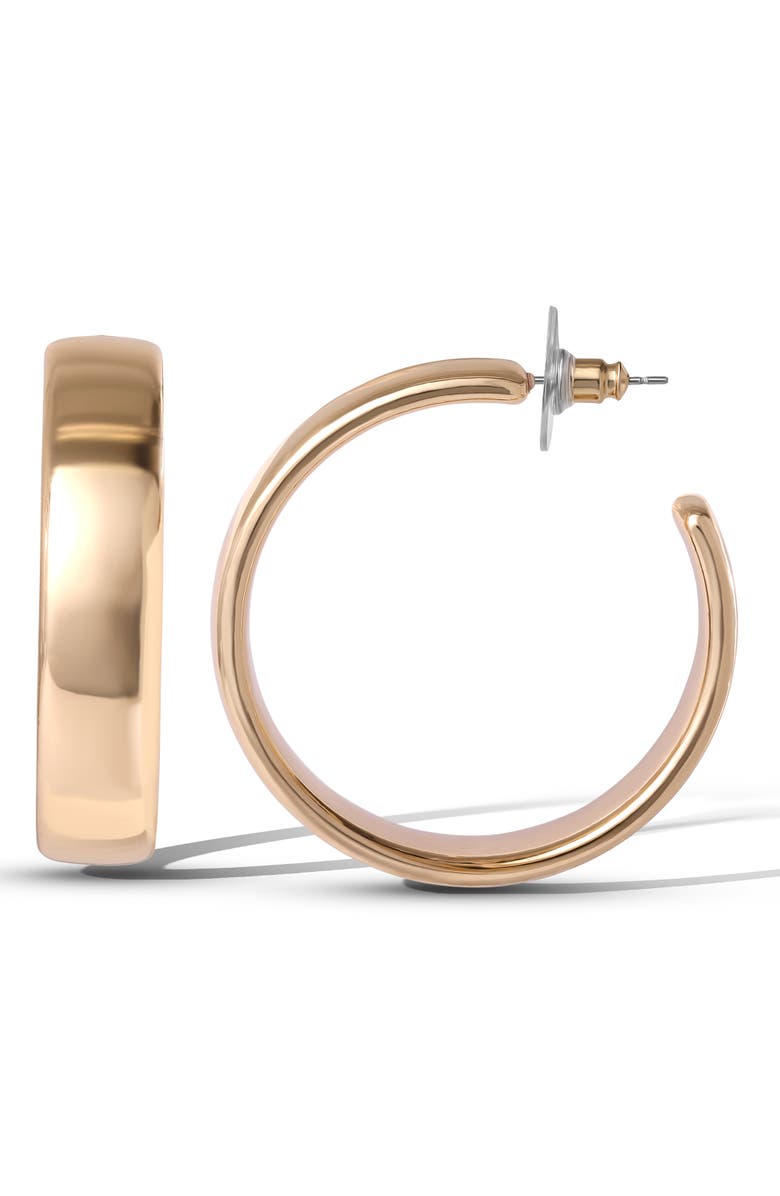 Jessica Simpson Textured Half Hoop Earrings, Alternate, color, Gold