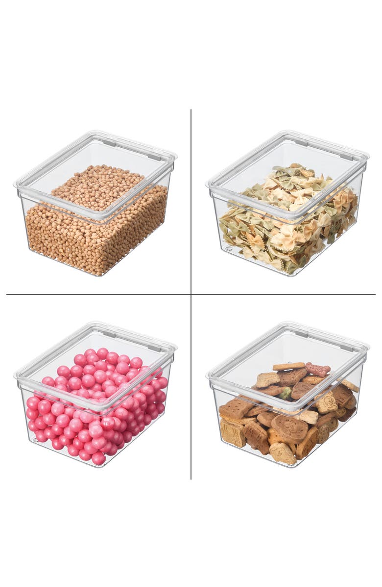 iDesign Large Food Storage Bin with Airtight Lid - Set of 4 - Clear, Alternate, color, Clear