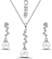 Christian Siriano New York Cubic Zirconia & 9-10mm Faux Pearl Drop Earrings & Necklace Set