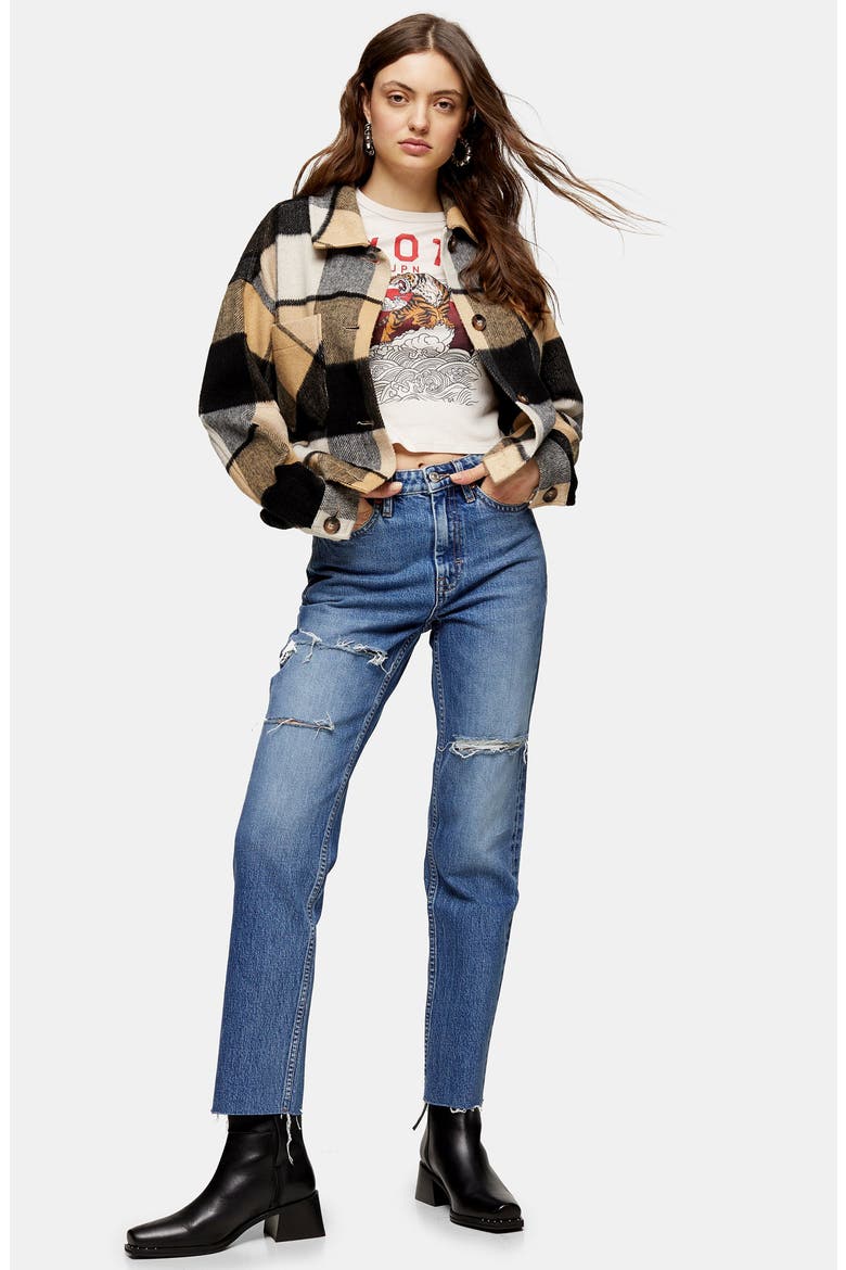 Sofia Ripped Straight Leg Jeans, Alternate, color, MID STONE