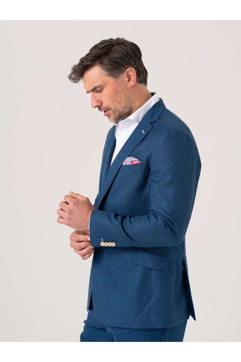 Linen Blazer, Alternate, color, Teal Blue
