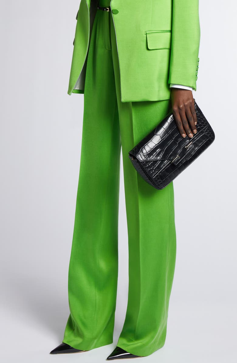 TOM FORD Small Aube Croc Embossed Leather Shoulder Bag, Alternate, color, Black