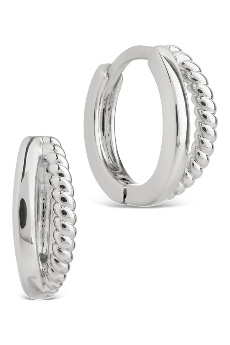 Judit Braided & Polished Micro Huggie Hoop Earrings, Main, color, SILVER