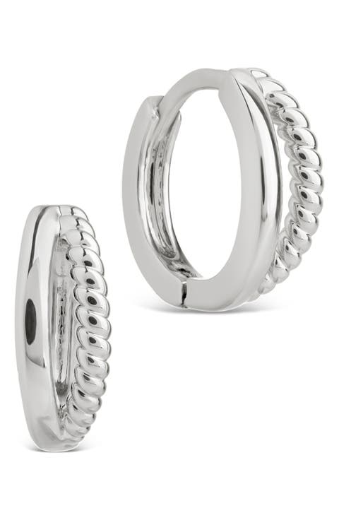 Judit Braided & Polished Micro Huggie Hoop Earrings