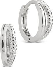 Sterling Forever Judit Braided & Polished Micro Huggie Hoop Earrings