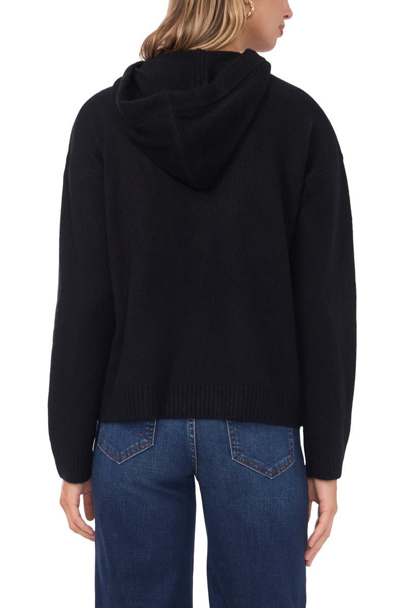 Vince Camuto Intarsia Heart Sweater Hoodie, Alternate, color, Rich Black