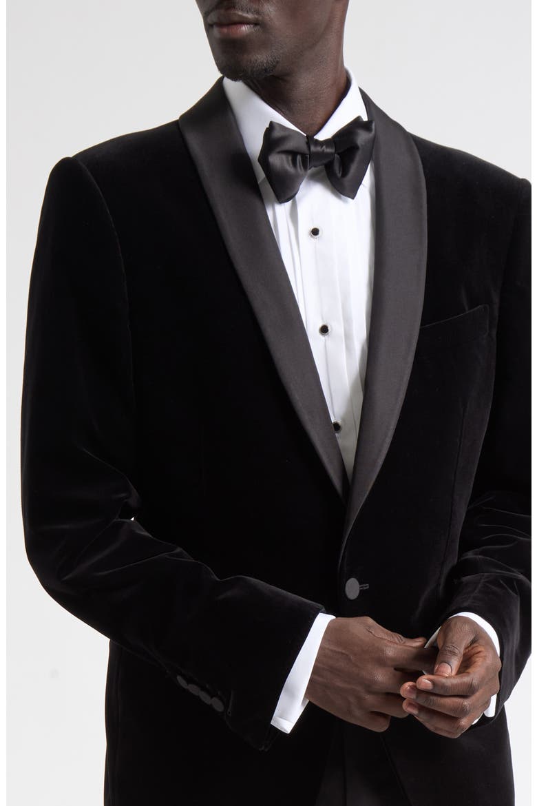 Stretch Velveteen Dinner Jacket, Alternate, color, NAA BLACK