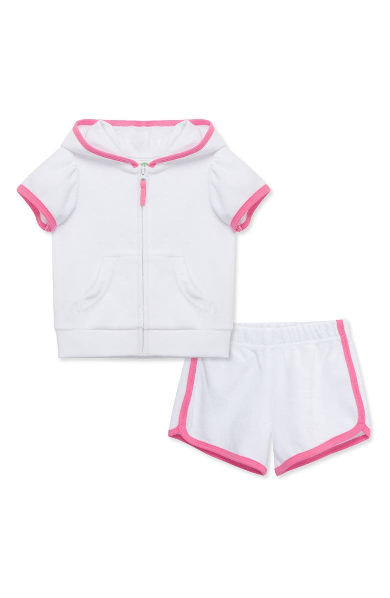 Little Me Terry Cover-Up Hoodie & Shorts Set, Main, color, 