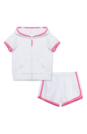 Shop Little Me Terry Cover-up Hoodie & Shorts Set In White