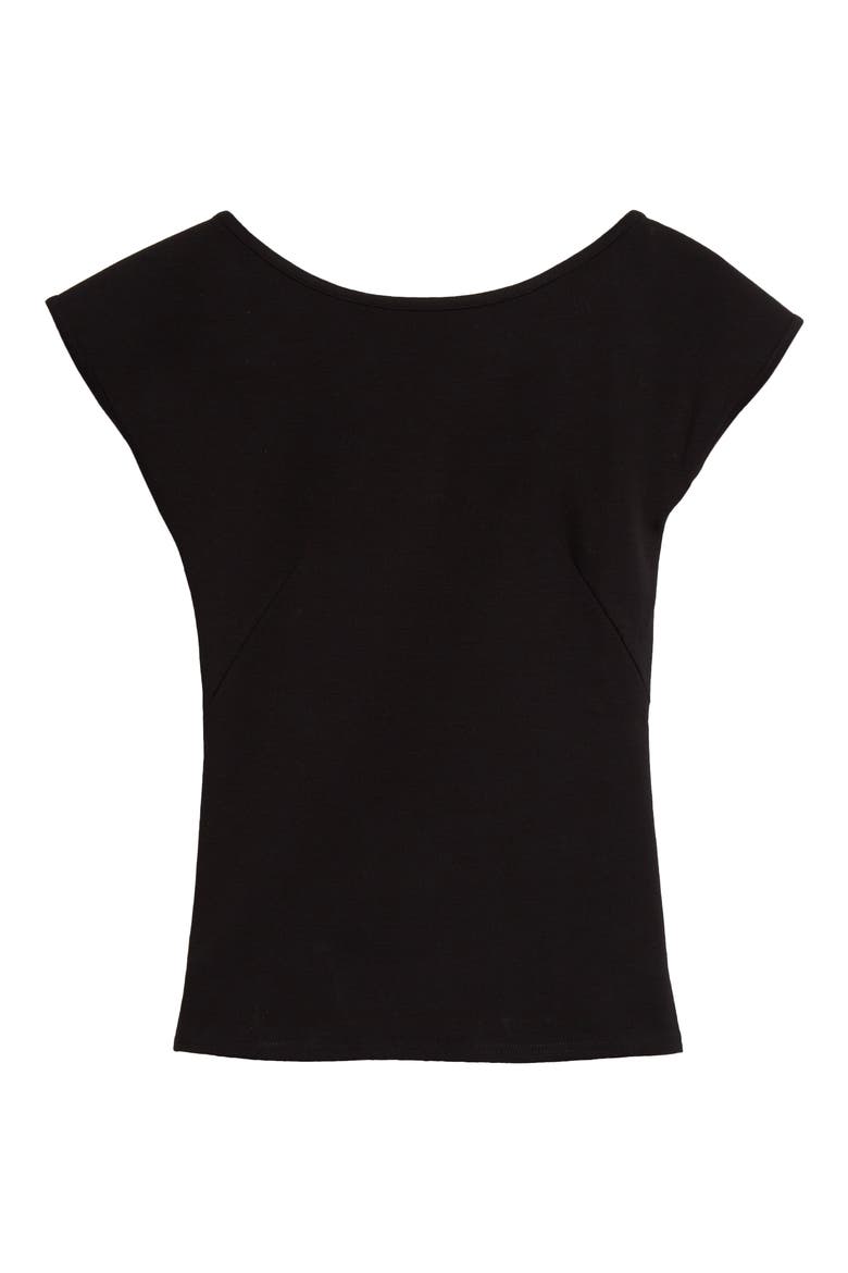 Scoop Back Cap Sleeve Jersey Top, Alternate, color, BLACK