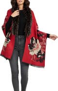 SAACHI Floral Faux Fur Trim Scarf