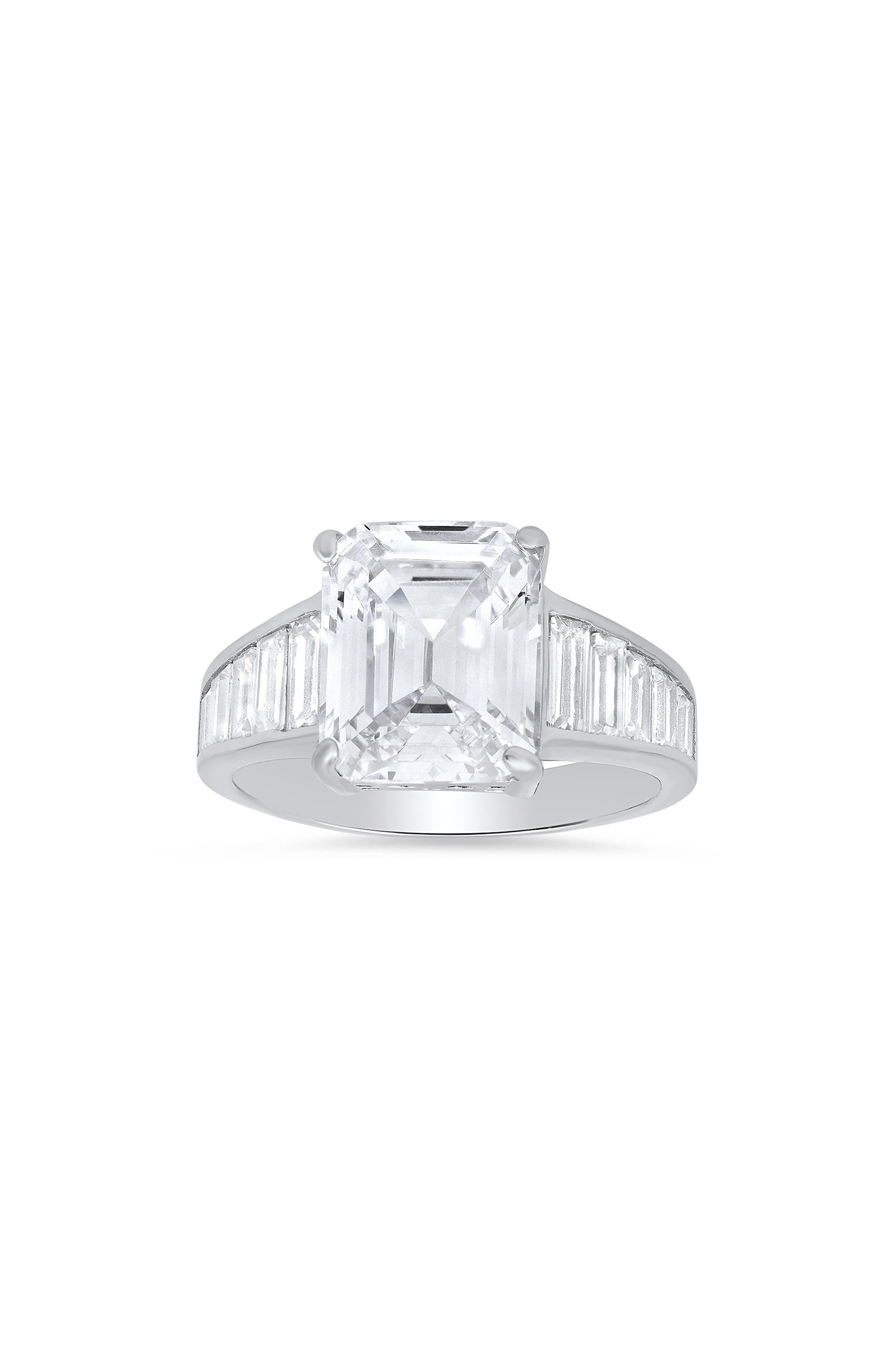Queen Jewels Sterling Silver Emerald Cut CZ Ring