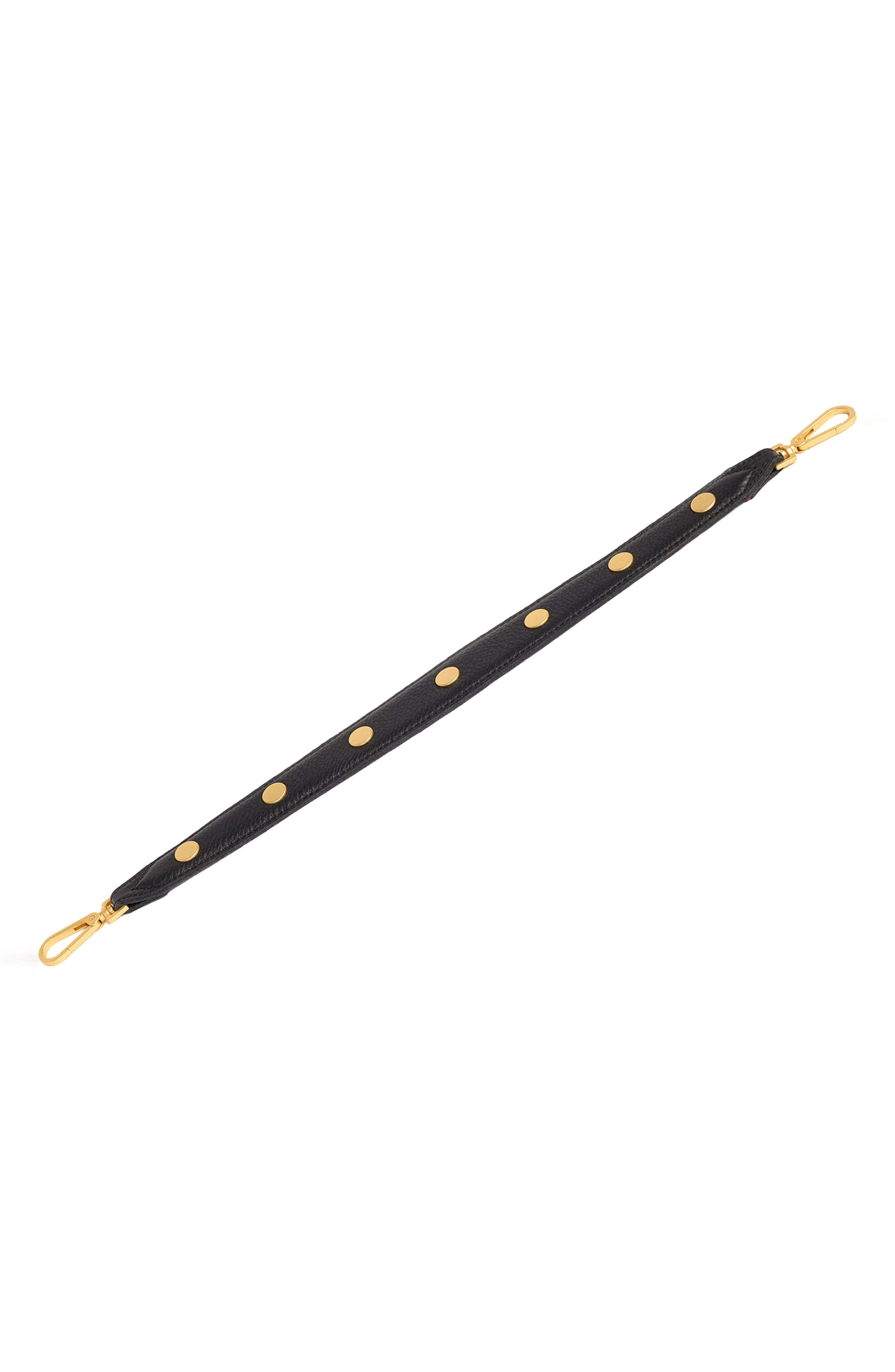 HAMMITT Rivet Leather Bag Strap, Main, color, Black Pebbled/ Brushed Gold