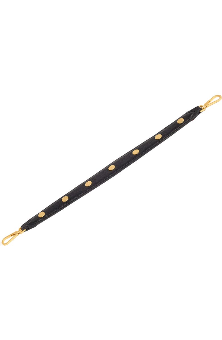 HAMMITT Rivet Leather Bag Strap, Main, color, Black Pebbled/ Brushed Gold