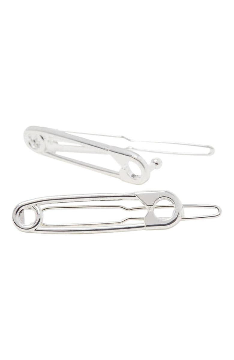 NUME Safety Pin Hair Clip, Main, color, Silver
