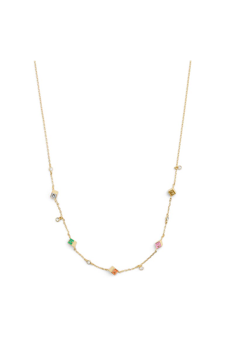 COACH Enamel Cube Station Necklace, Main, color, Multi/ Gold
