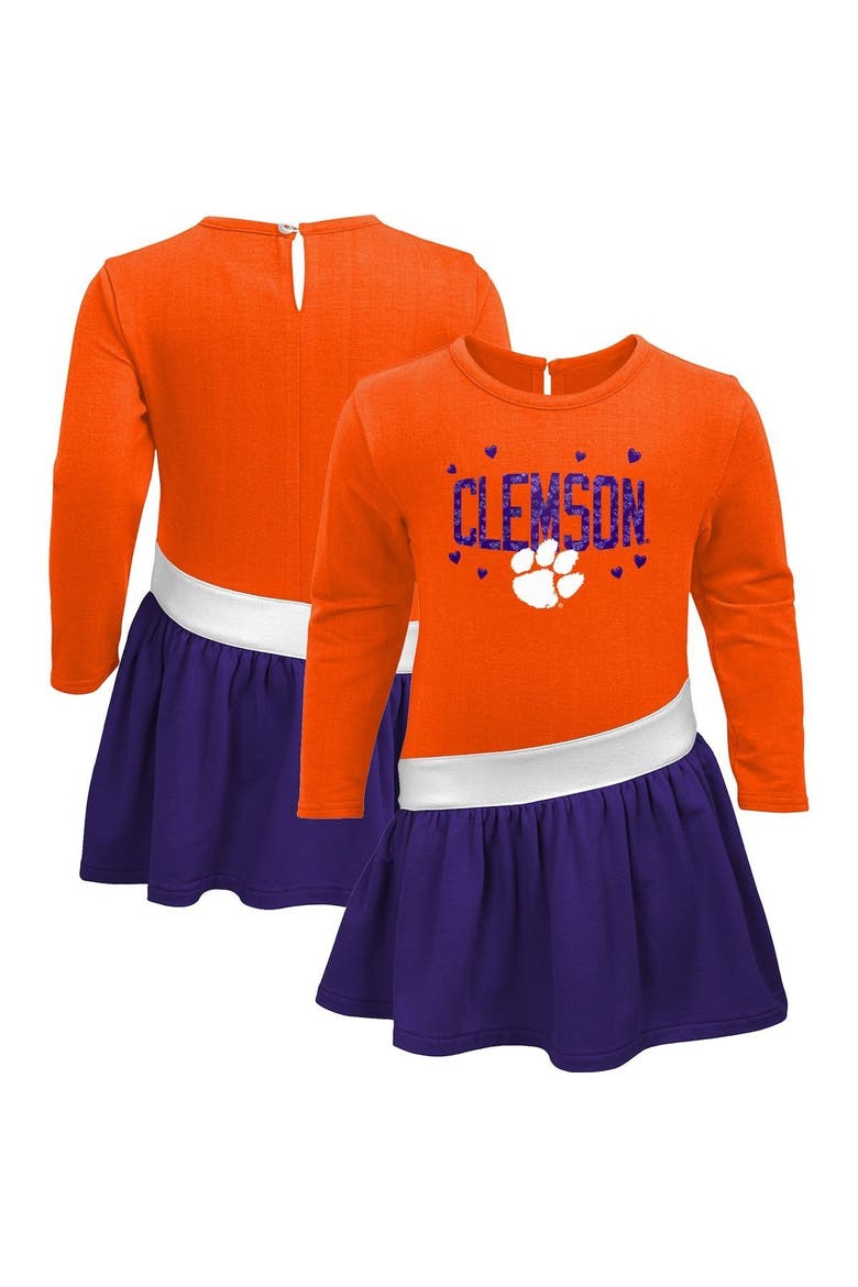 Girls Preschool Orange Clemson Tigers Heart to Heart French Terry Dress, Alternate, color, Orange