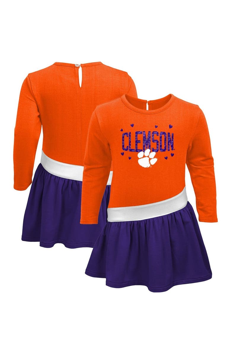Outerstuff Girls Preschool Orange Clemson Tigers Heart to Heart French Terry Dress, Alternate, color, 