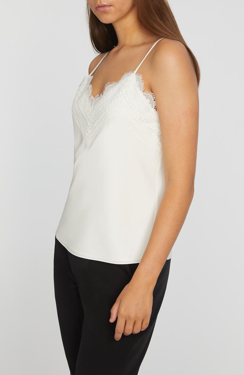 Elie Tahari The Mazzy Lace Trim Camisole, Alternate, color, Sky White