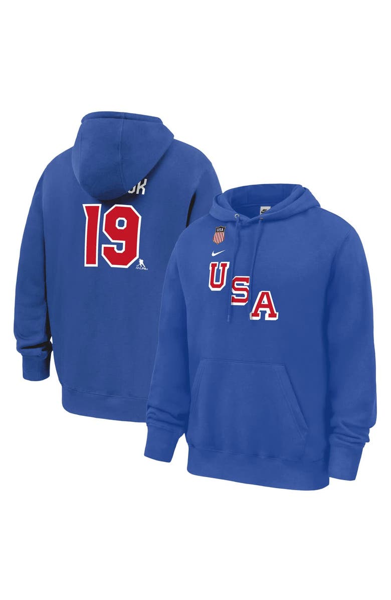 Nike Men's Nike Matthew Tkachuk Royal US Hockey 2026 Name & Number Hoodie, Main, color, Royal