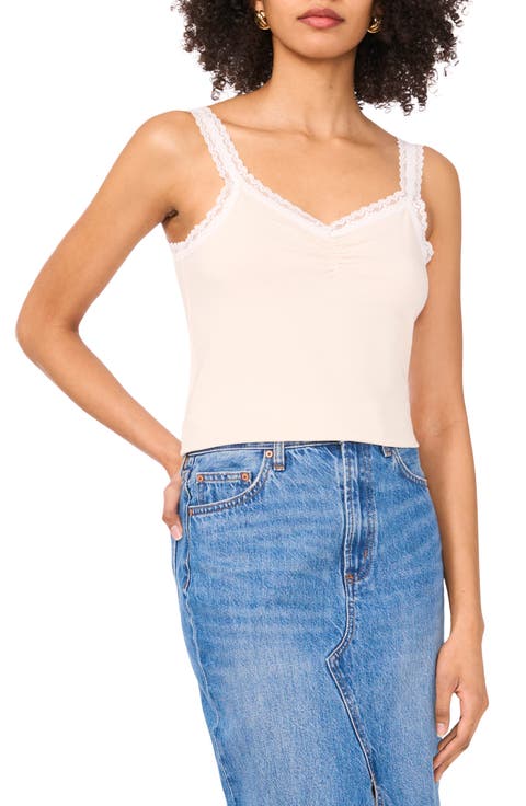 Lace Trim Cotton Jersey Tank