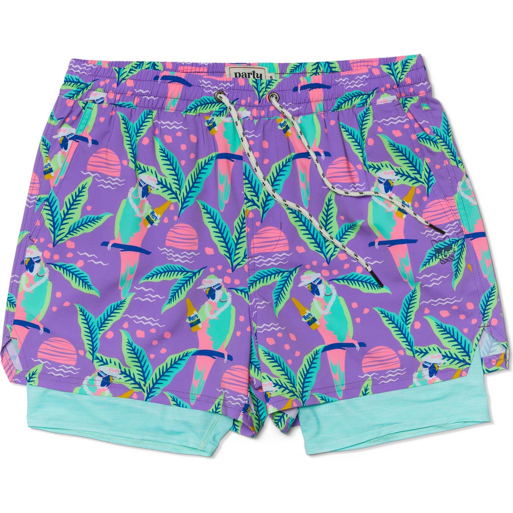 Party Pants Nice Birdie Sport Swim Trunks In Orchid