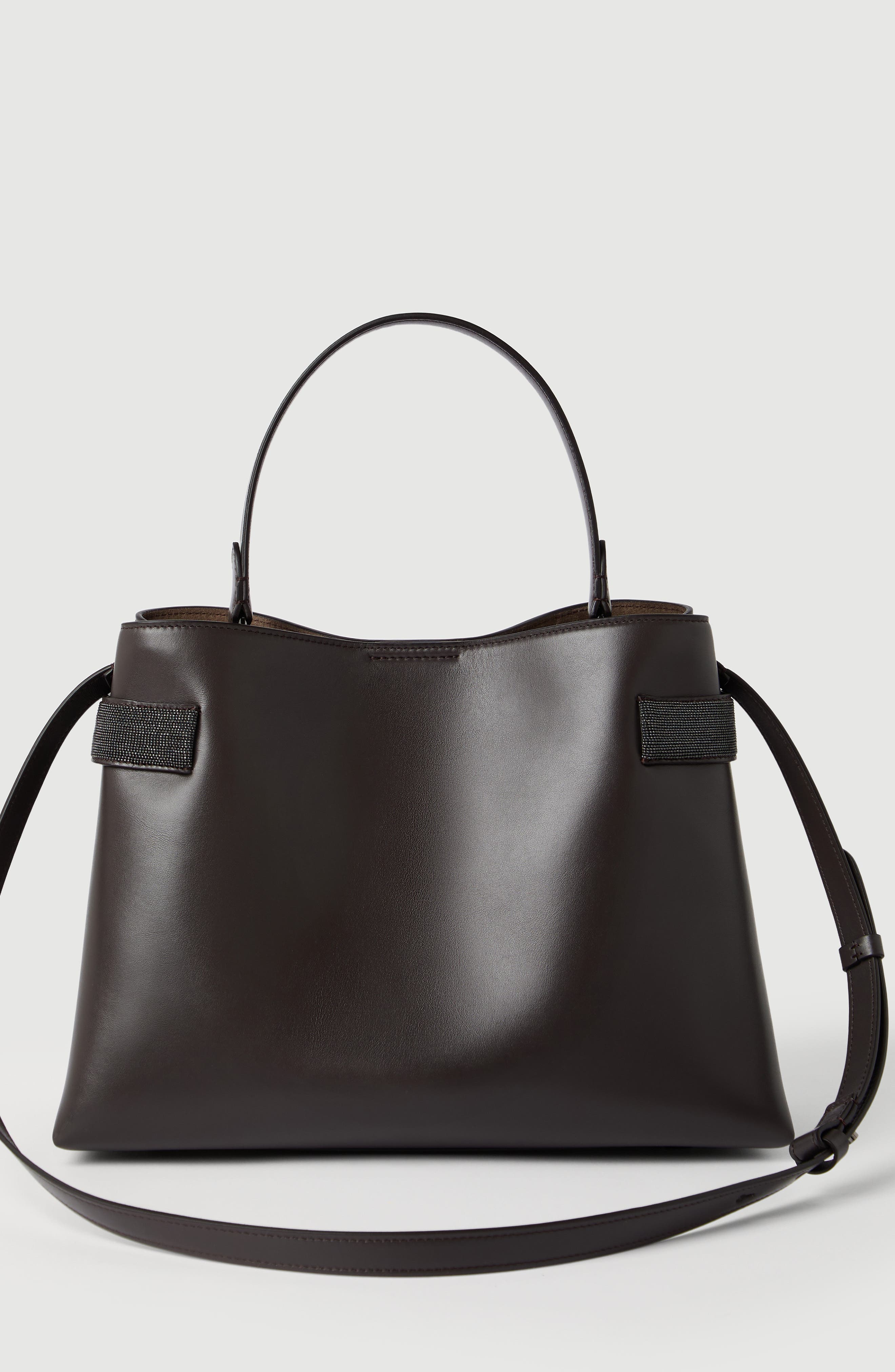 Brunello Cucinelli Top-Handle Essence bag, Alternate, color, Rust Brown