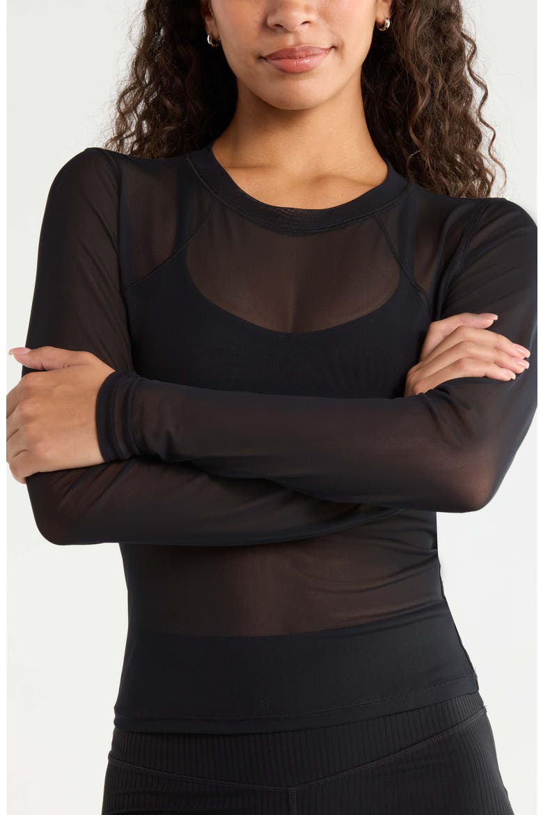 Mesh Mix Long-Sleeve Tee, Alternate, color, BLACK