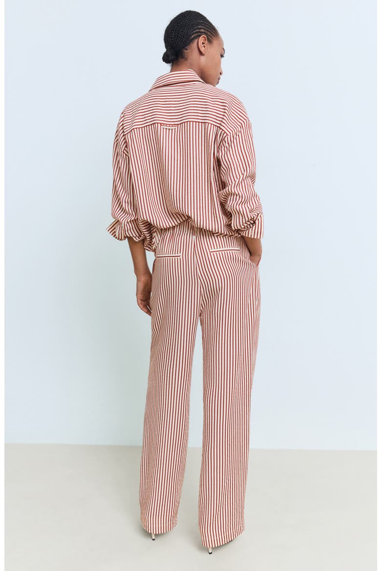 Pleated Stripe Straight Leg Pants, Alternate, color, BURNT ORANGE