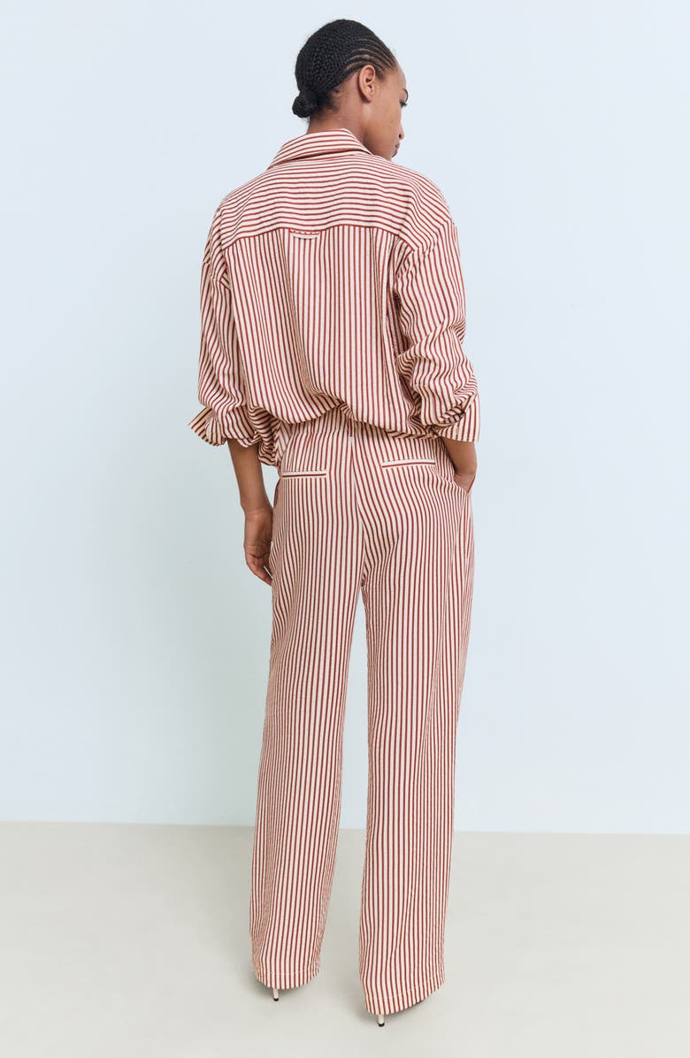 MANGO Pleated Stripe Straight Leg Pants, Alternate, color, Burnt Orange