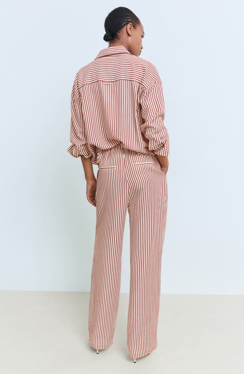 Mango Pleated Stripe Straight Leg Pants In Multi