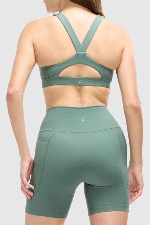 Peloton Cadent Mid Neck V Strap Bra In Duck Green